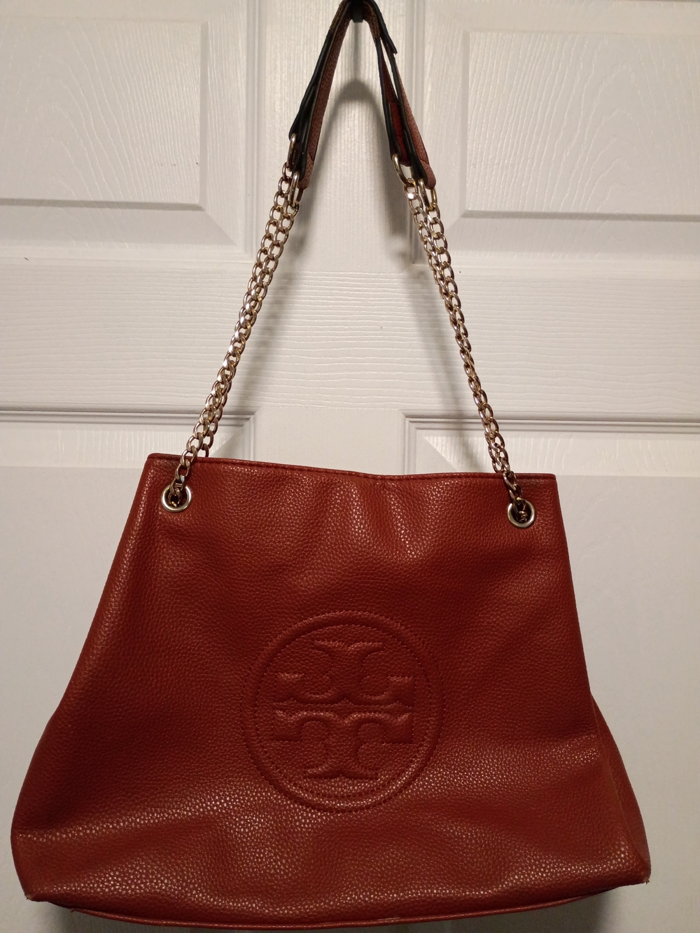 Tory Burch Brown Leather Chain-Handle Tote